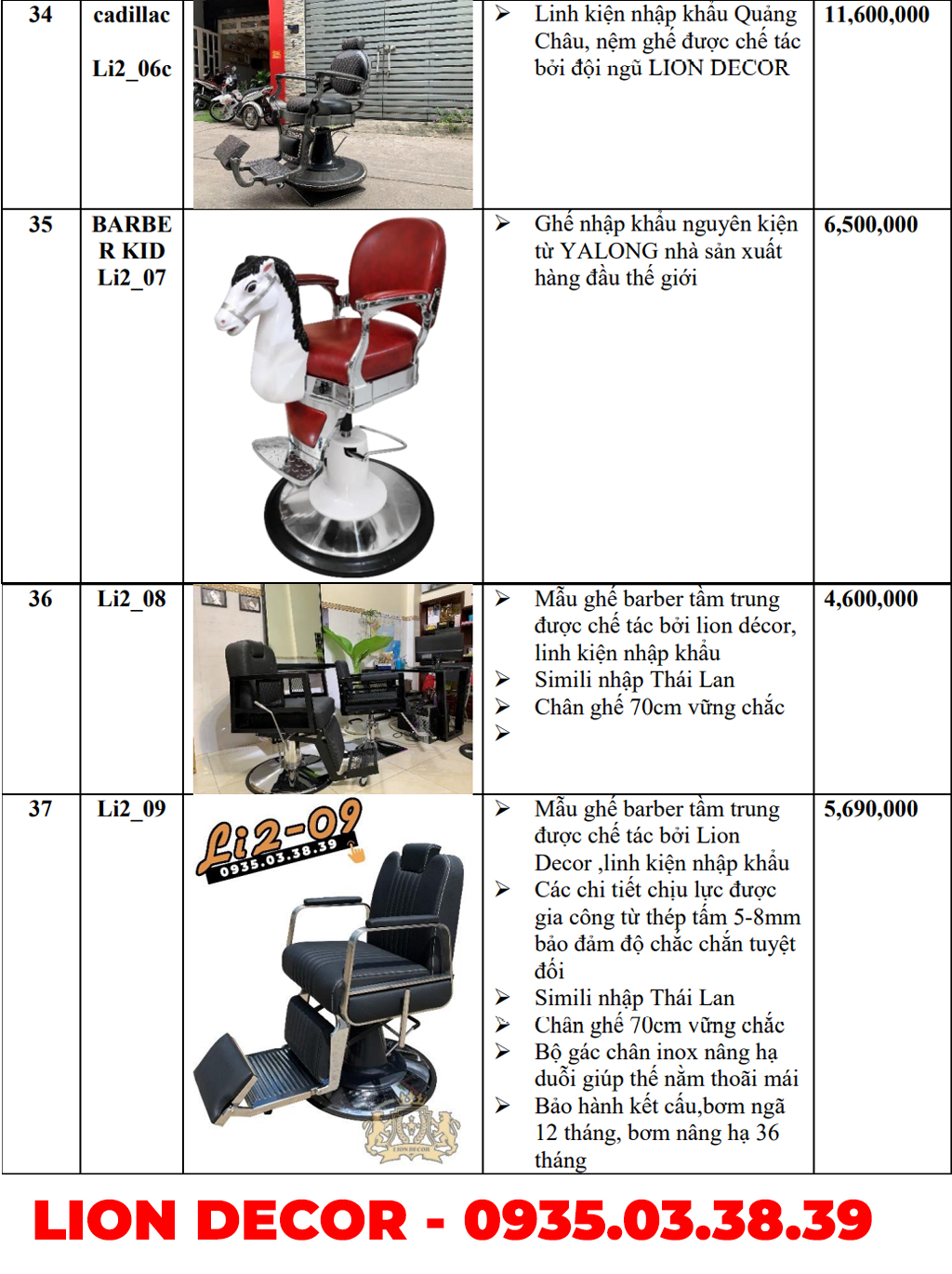 Lion Decor – Ghế Barber Cao Cấp | Ghế Cắt Tóc Nam – Nội Thất Barber Chuyên Nghiệp