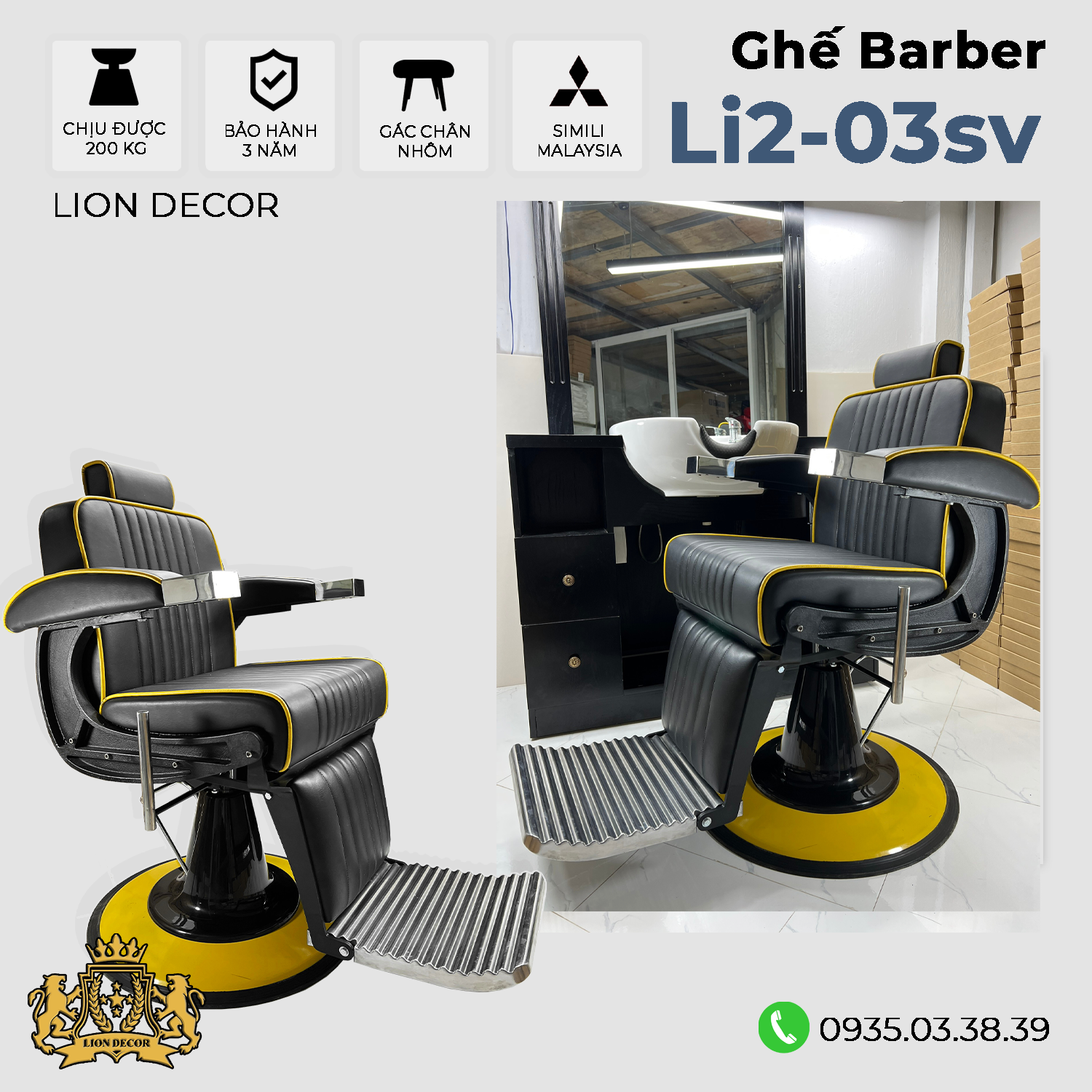 Lion Decor – Ghế Barber Cao Cấp | Ghế Cắt Tóc Nam – Nội Thất Barber Chuyên Nghiệp