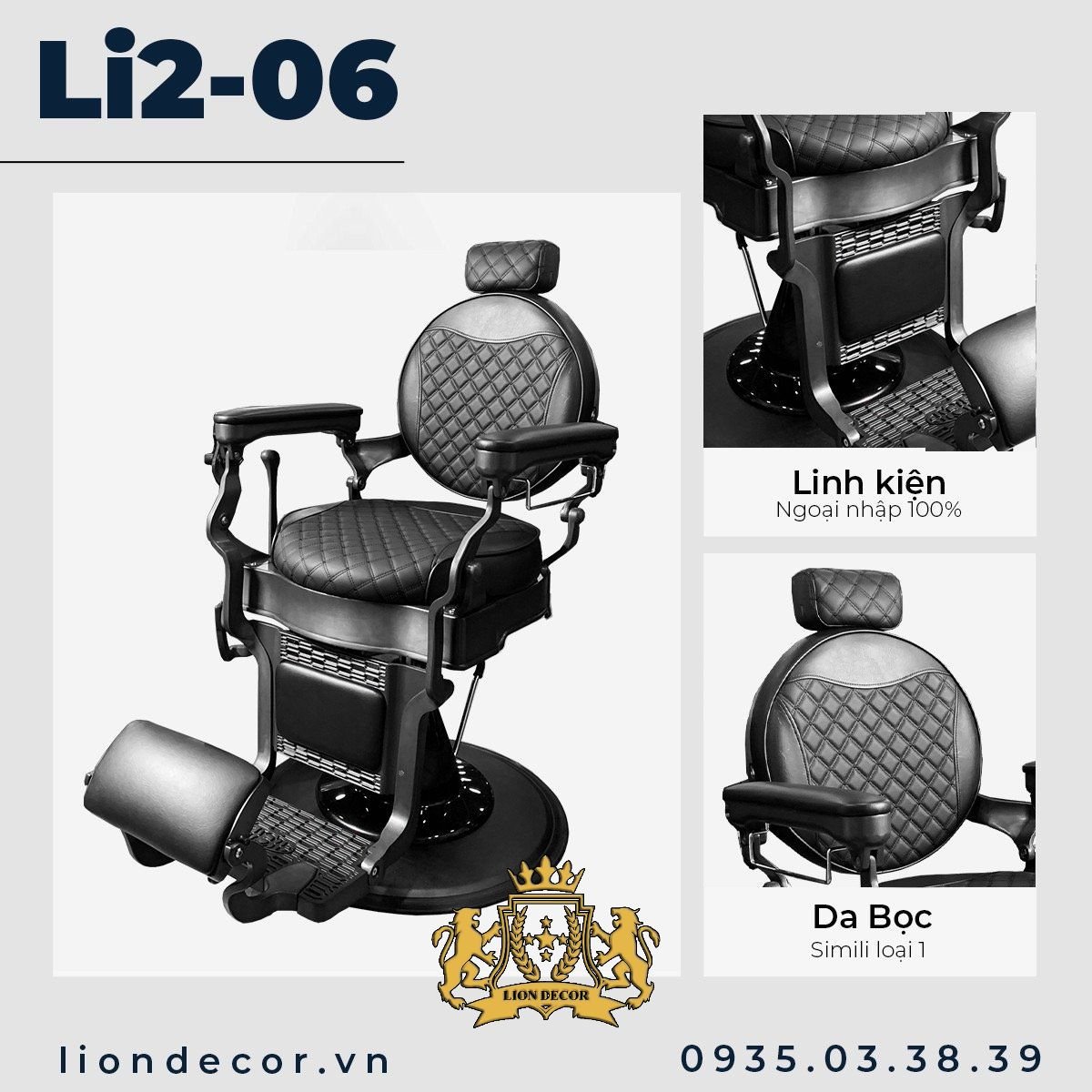 Lion Decor – Ghế Barber Cao Cấp | Ghế Cắt Tóc Nam – Nội Thất Barber Chuyên Nghiệp