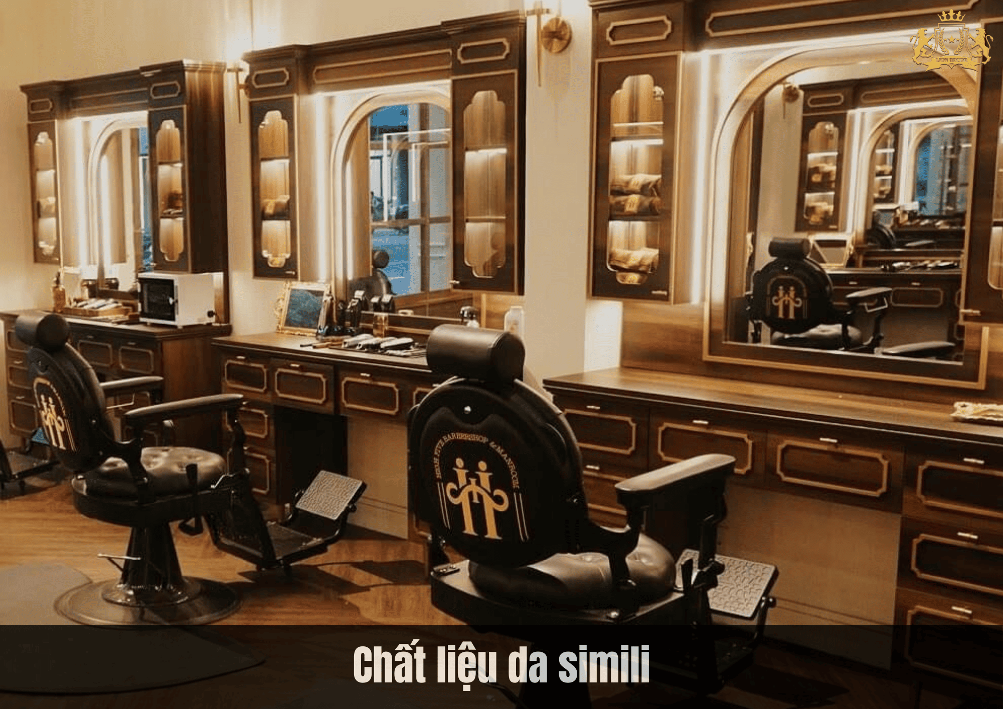 CHẤT LIỆU KHI THÊU LOGO LÊN GHẾ BARBER (DA SIMILI)