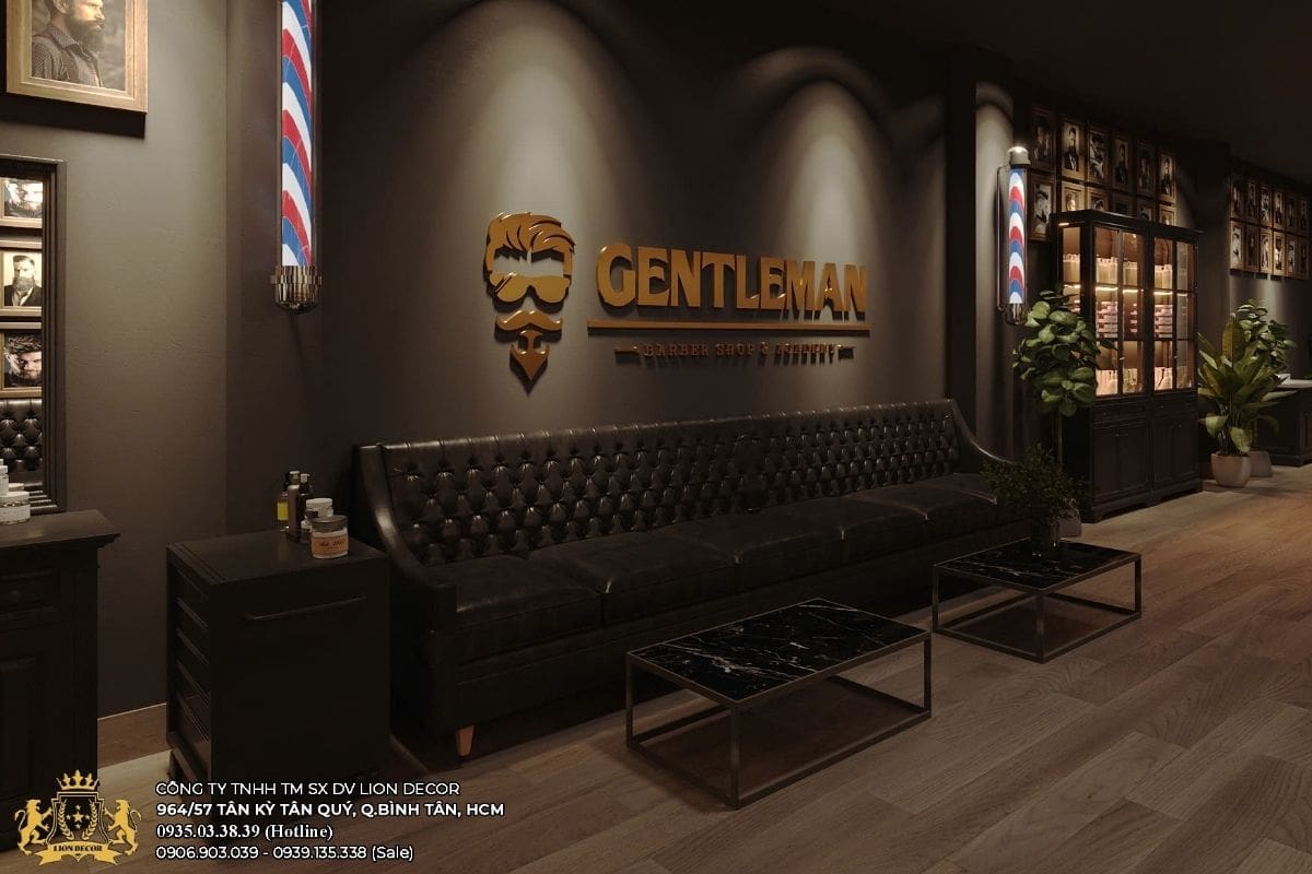 Decor Barber Shop Quận 7 – Mẫu thiết kế Modern Luxury sang trọng