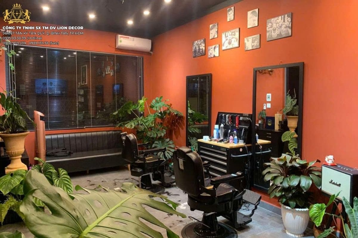 Mẫu decor Barber Shop đẹp 2025 phong cách Industrial cá tính