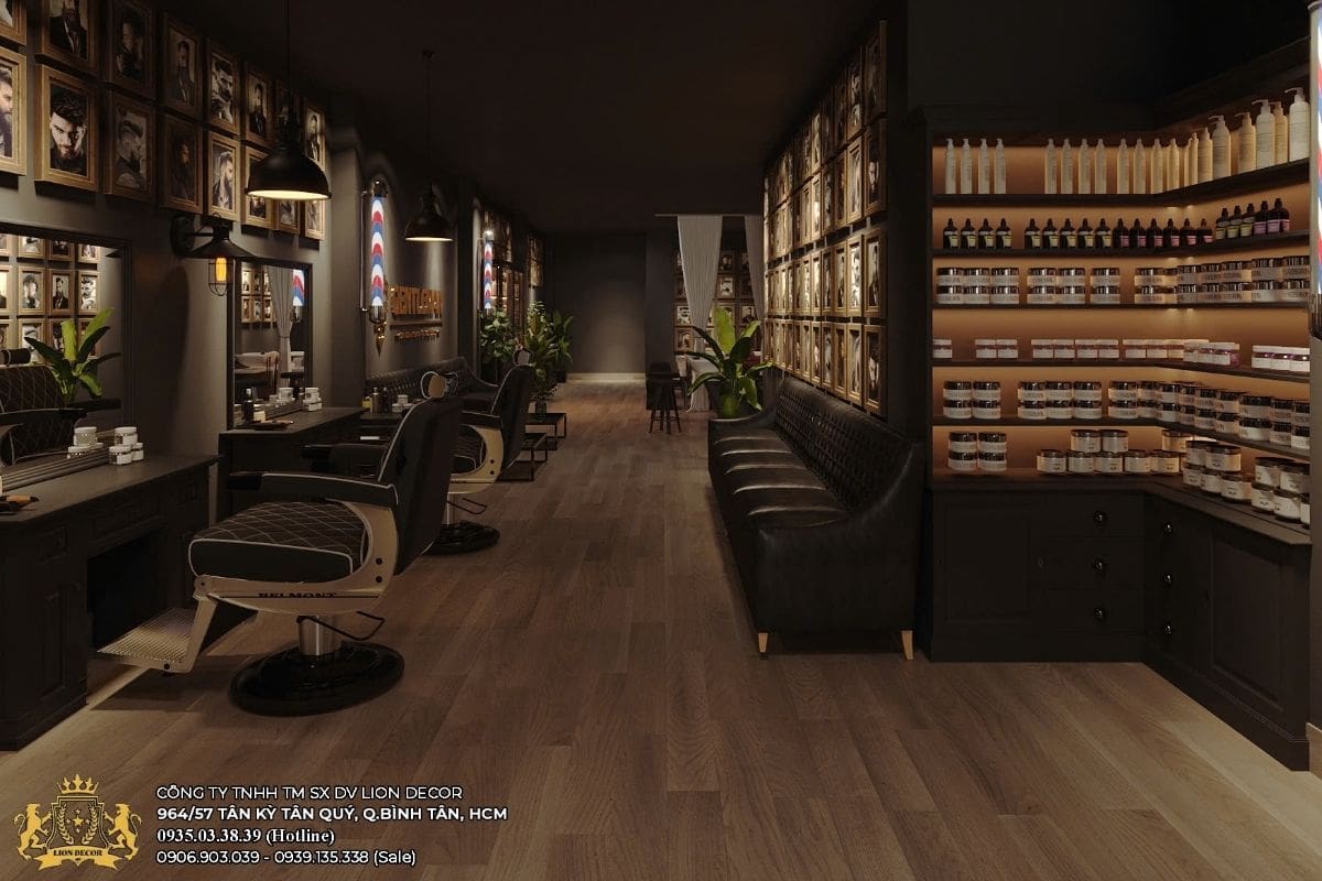 Mẫu thiết kế Barber Shop cao cấp Retro với tone màu ấm