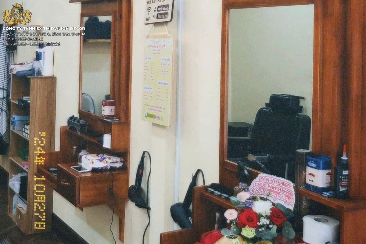 Trang trí tiệm tóc Barber Bến Tre theo phong cách sang trọng và sáng tạo