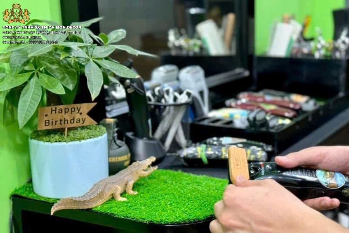 Trang trí tiệm tóc Barber Bình Dương theo phong cách Industrial mạnh mẽ