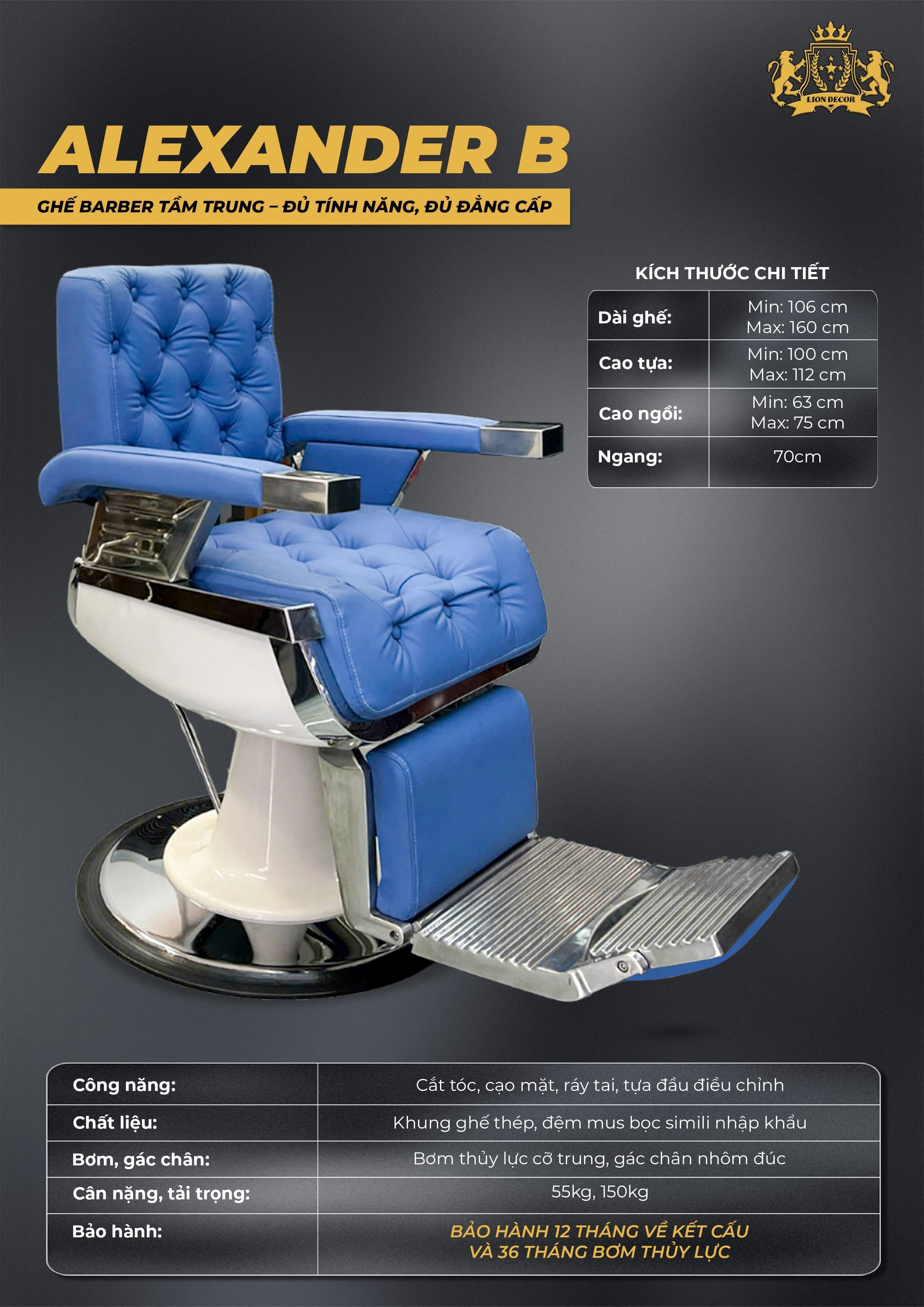 Ghế Barber Alexander B 7 ghe cat toc alexander b khong gia 1