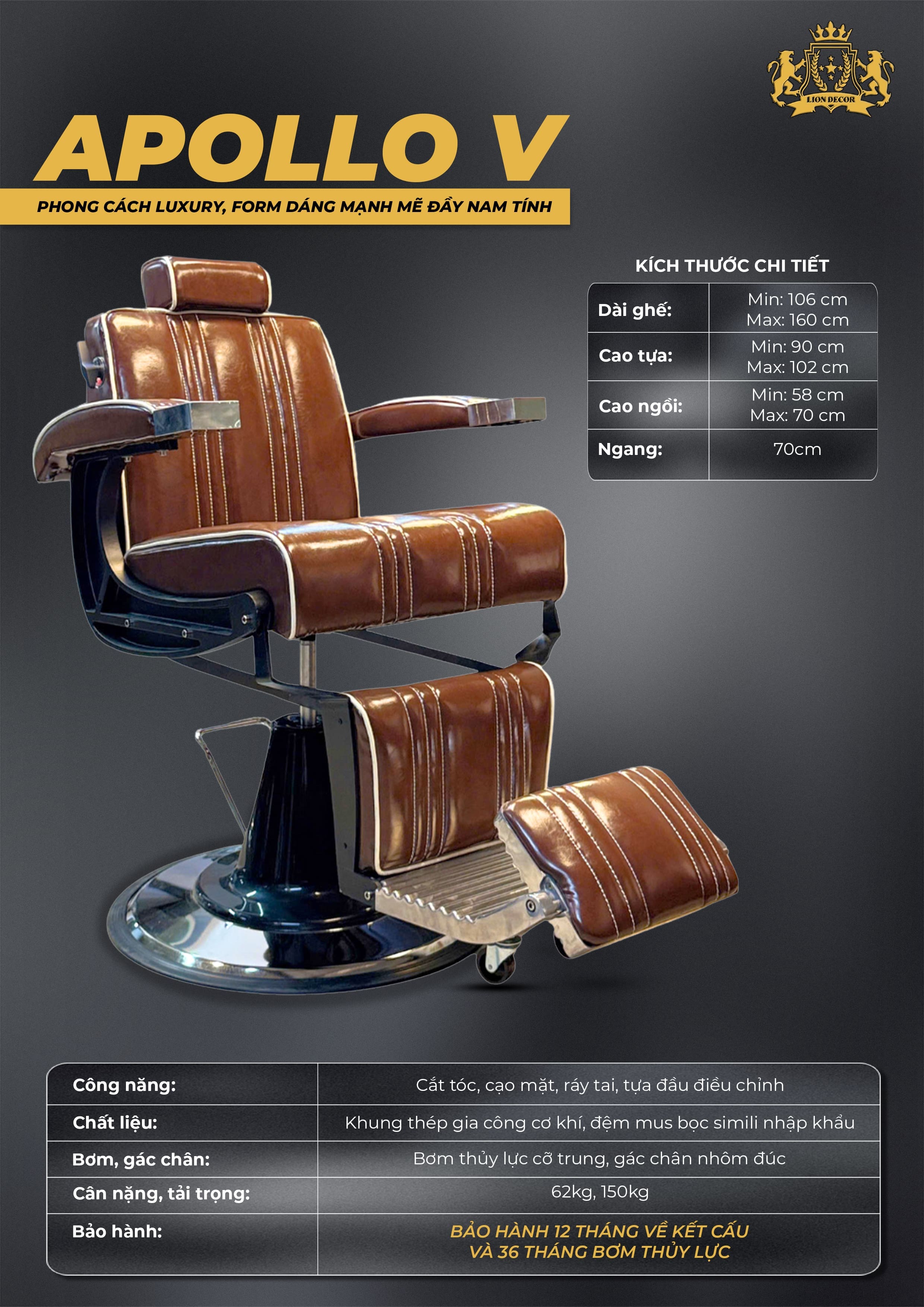 Ghế Barber Apollo V 9 ghe cat toc apollo v khong gia