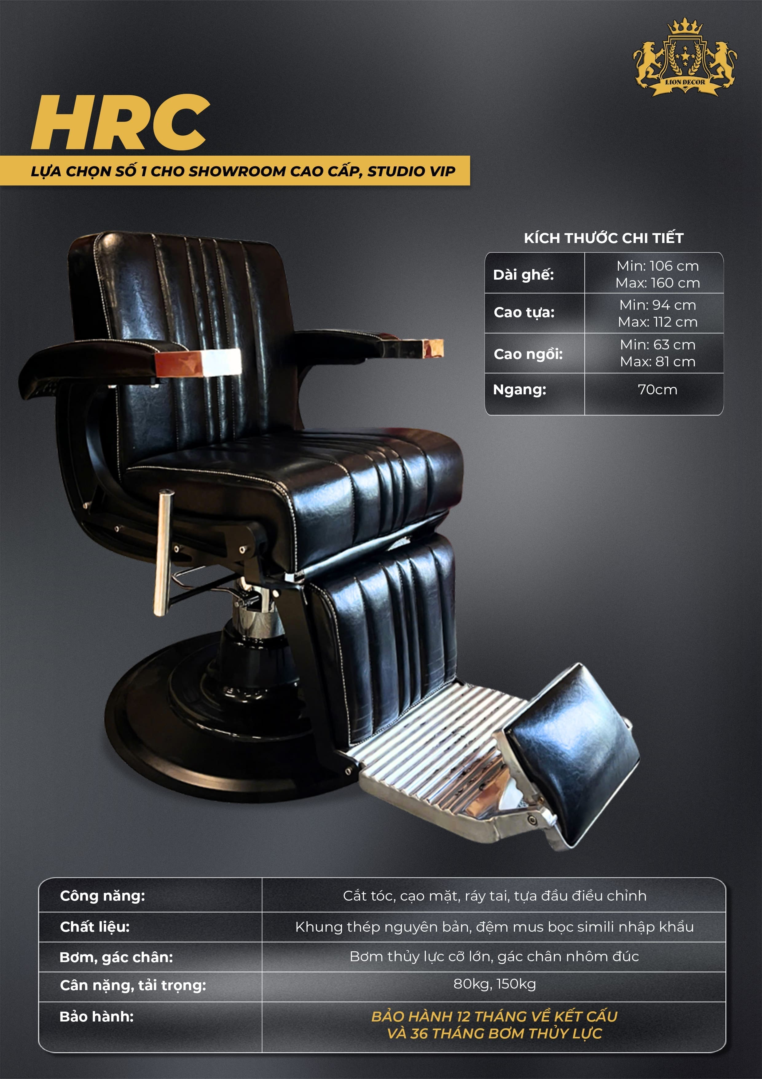 Ghế Barber HRC 9 ghe cat toc hrc khong gia 1