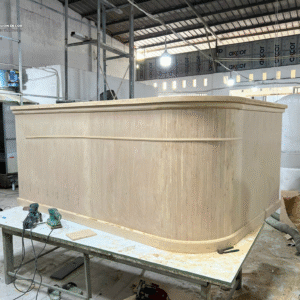 Alternative view of Quầy Thu Ngân Góc L Dạng Lam Gỗ – Thiết Kế Theo Yêu Cầu