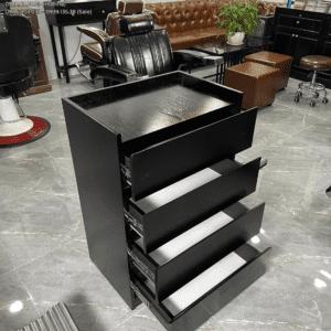Tủ Cạnh Gương Barber 4 Ngăn Kéo Màu Đen – Thiết Kế Theo Yêu Cầu