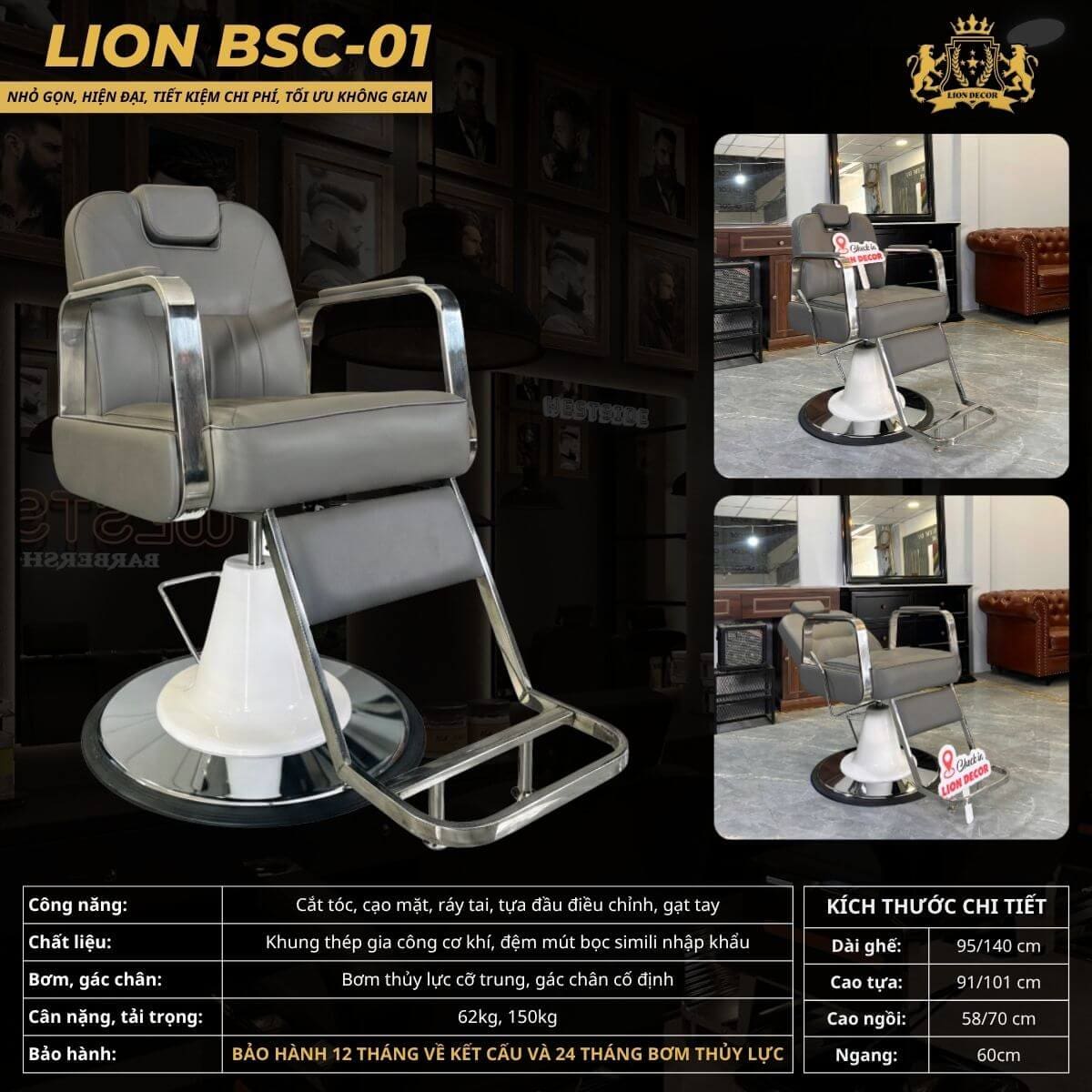 Ghế Barber Thủy Lực Best-Seller Tại Lion Decor 2026