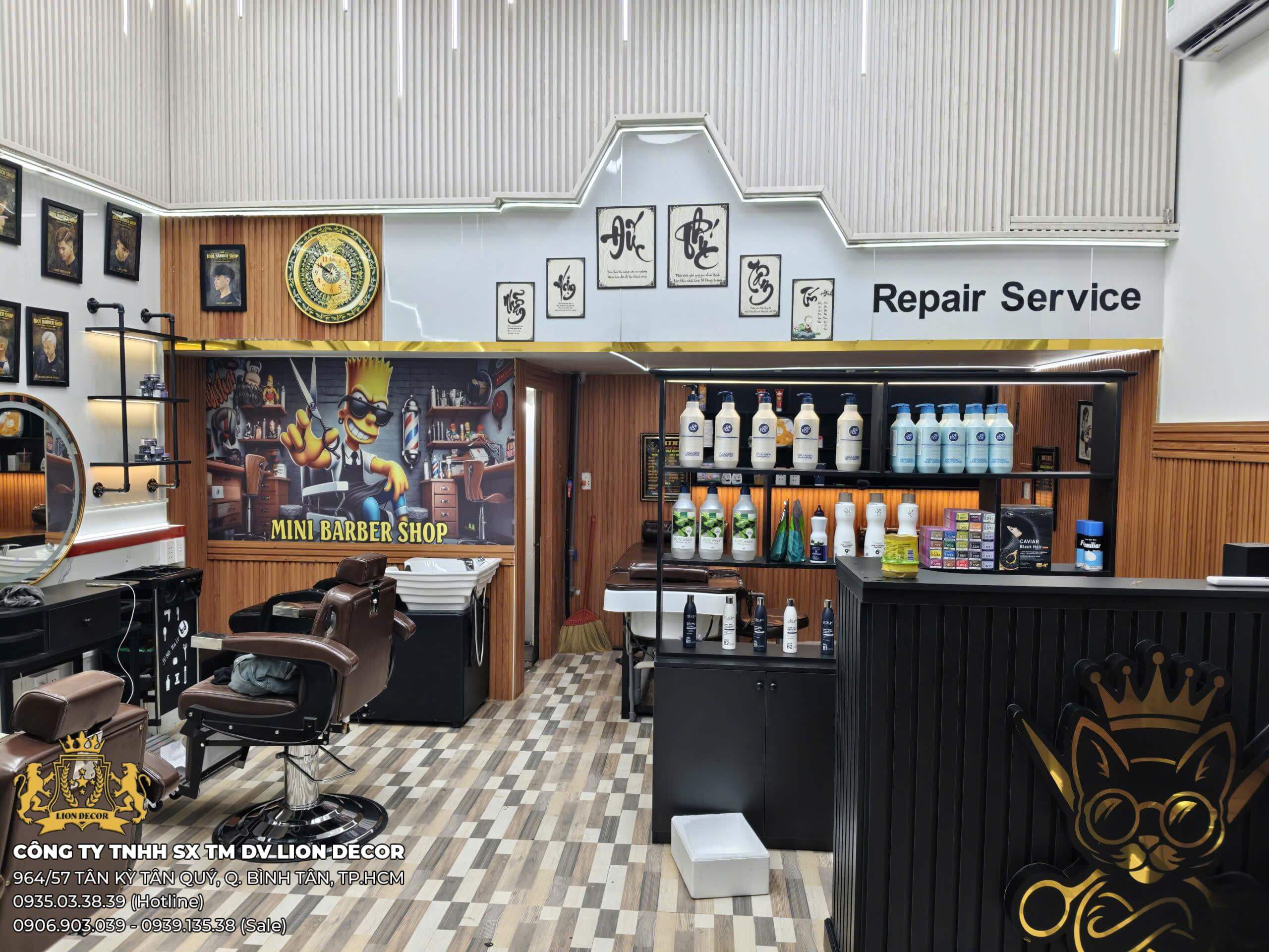 Công Trình Barber Shop Sử Dụng Ghế Barber Lion Decor