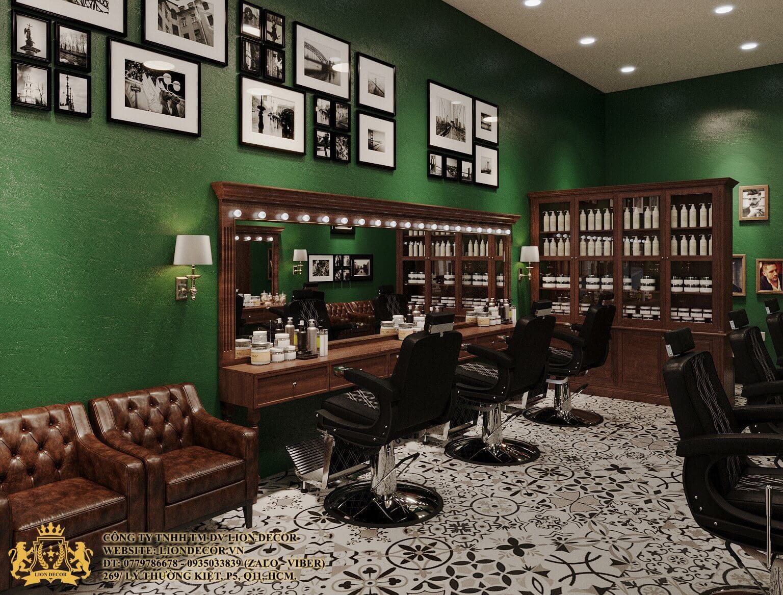 mẫu thiết kế barber shop nhỏ gọn tiết kiệm chi phí